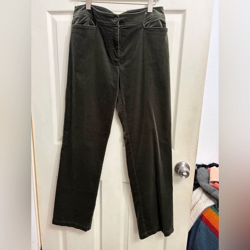 Eileen Fisher Velvet Olive Green Pants womenswear size small